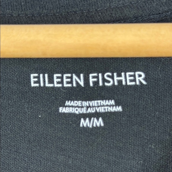 Eileen Fisher Black Fitted Cuffed Sleeve T-Shirt - Picture 2 of 6